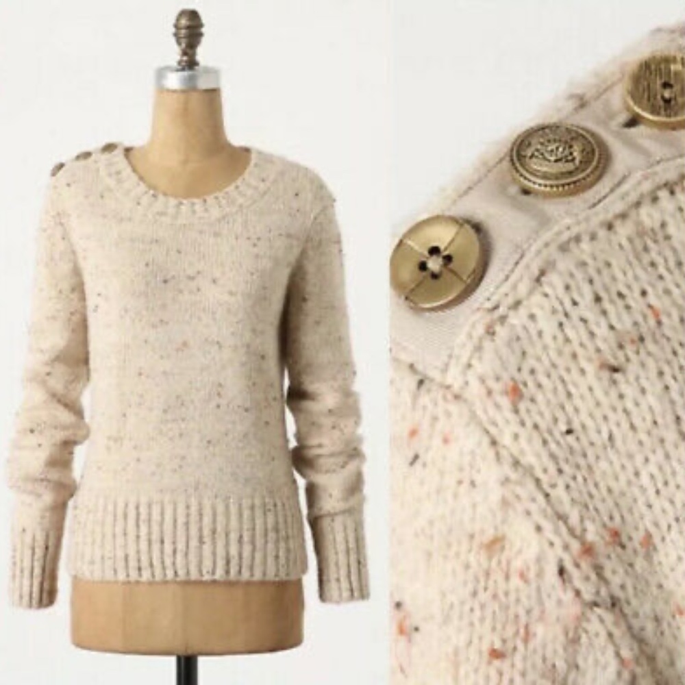 Anthropologie Charlie & Robin Berm Button Speckled Sweater
